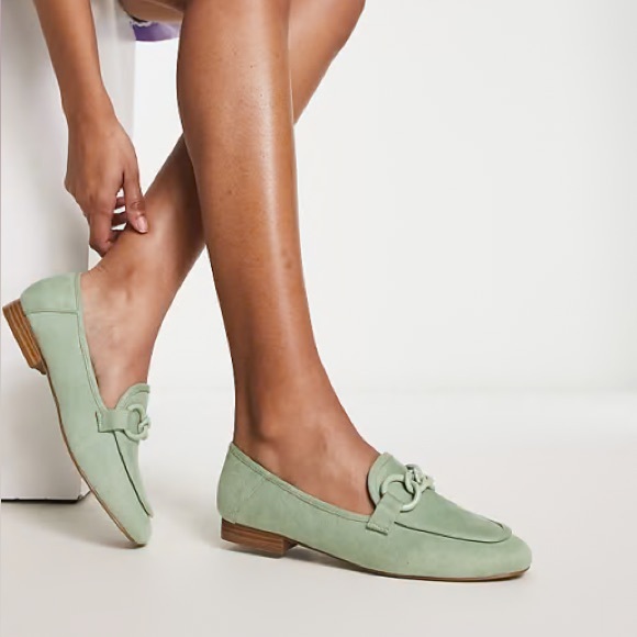 ASOS Design Mint Green Loafers with Chain Detail, size 9 - Picture 2 of 13
